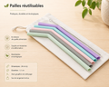 🥤 Pack de 5 Pailles Silicone "Soft-Sip" + Goupillon