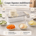 Découpe-Légumes 5-en-1 — 5 lames, récipient intégré et poussoir protège-main | Cuisine Futée