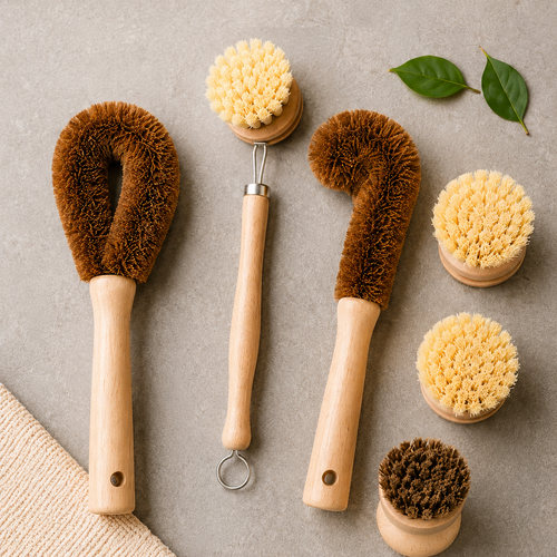 Set Brosses Naturelles Bambou + Sisal + Coco – Nettoyage Zéro Plastique