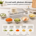 Découpe-Légumes 5-en-1 — 5 types de découpe : trancheur, bâtonnets, julienne, ondulé et râpe | Cuisine Futée