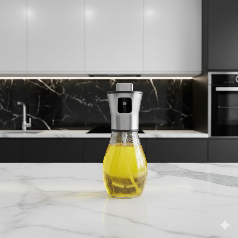 Pulvérisateur d’huile Brume de Chef 200 ml — brume ultra-fine sans gaz propulseur, corps verre et inox
