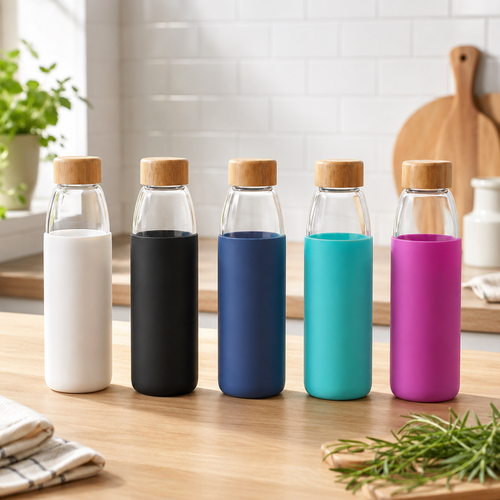 Gourde Verre Borosilicaté + Bouchon Bambou – Hydratation Pure Sans Plastique