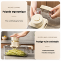 Poignée ergonomique et protège-main du Découpe-Légumes 5-en-1 en action | Cuisine Futée