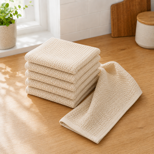 Torchons Coton Gaufré Lot 6 (34×74cm) – Essuyer Sans Laisser de Traces