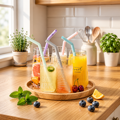 🥤 Pack de 5 Pailles Silicone "Soft-Sip" + Goupillon