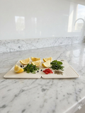 Planche à découper flexible blanc crème et rose — surface antidérapante, rangement ultra-plat