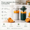 Presse-Agrumes Électrique Rechargeable — dimensions Ø102×H205mm, coloris Blanc et Vert foncé | Cuisine Futée