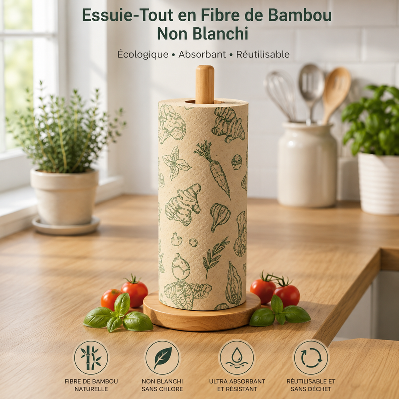 🎋 Rouleau d'Essuie-Tout en Bambou "Bio-Déco"